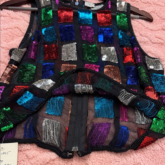 Multicolor Vintage Sequin Sleeveless Blouse - Picture 9 of 13